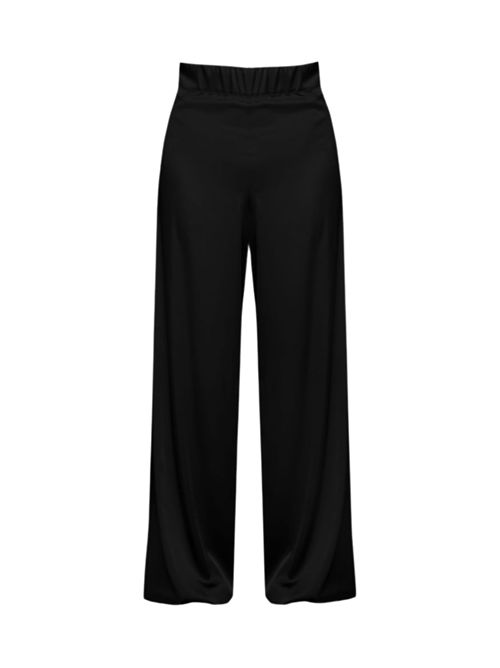 Pantalone in raso fluido nero D. Exterior | 606572NERO